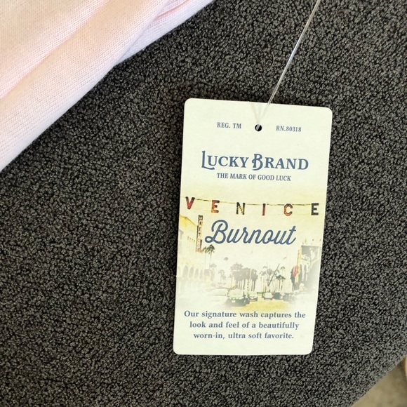 Lucky Brand Button Notch Neck T-Shirt Pink Dogwo Large - Picture 7 of 7